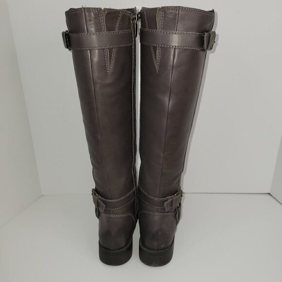 Enzo Angiolini Easayin Tall Riding Boots Dark Taupe Gray W/Buckle Detail Size 6M - Picture 4 of 16